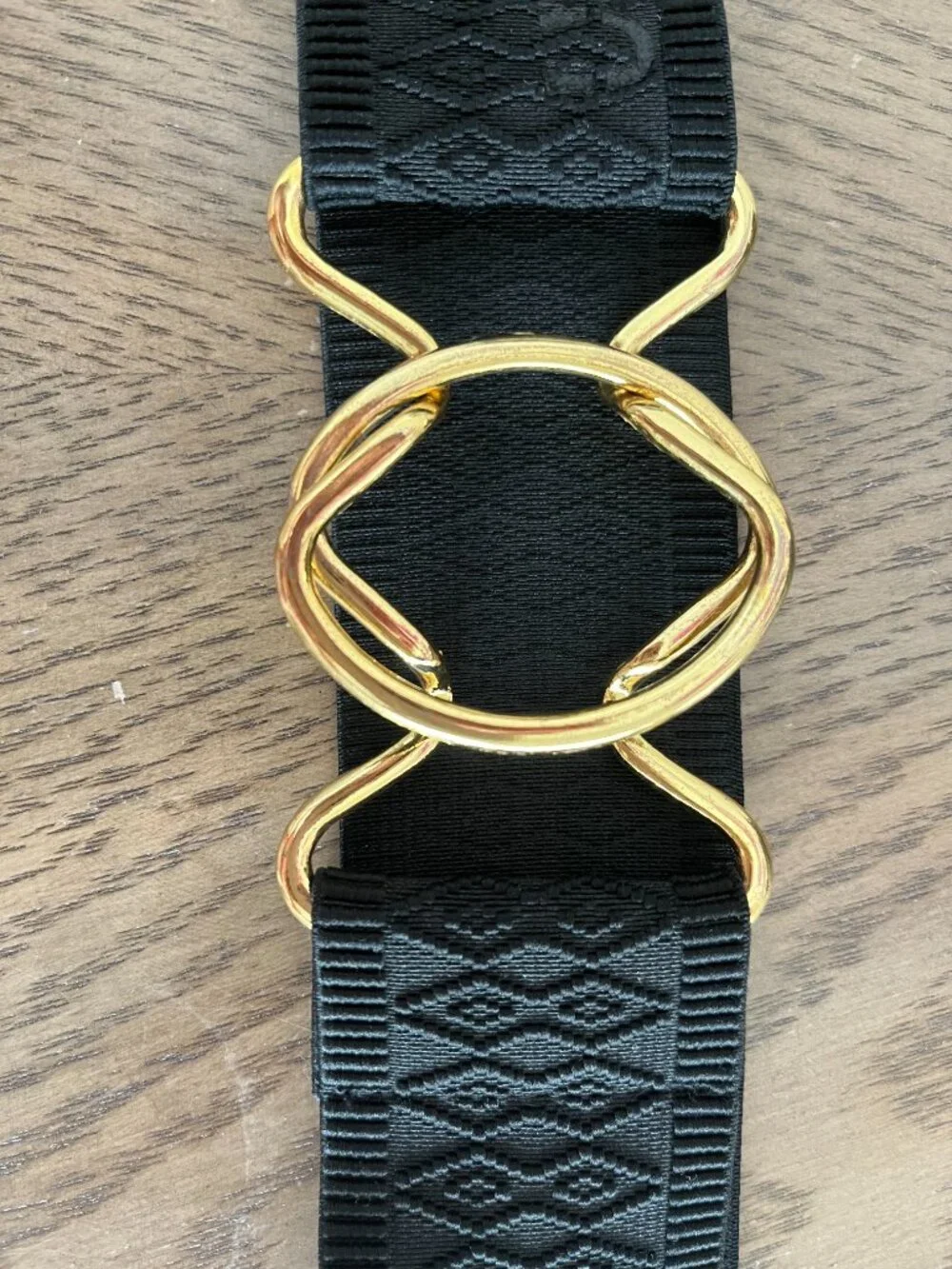 RUESPARI Black Stretch Equestrian Belt Gold Buckle